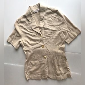 Super cute linen cotton blend women jacket size 6-8 by measurements ( no label)